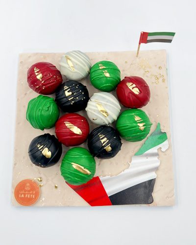 Chocolate Trufles On Board With UAE Flag