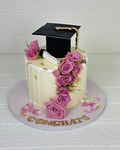 Graduation Cake With Flowers