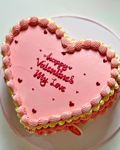 Heart Shape Pink Cake