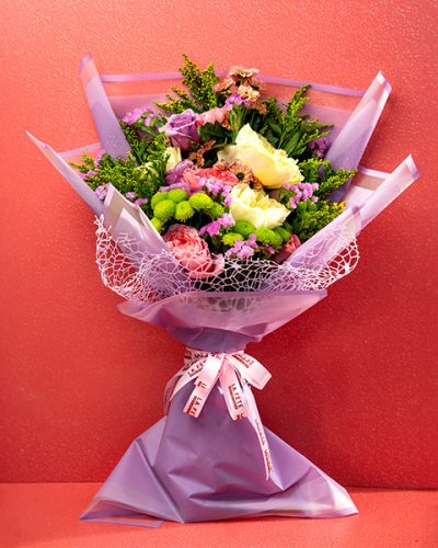 Flowers Bouquet Purple Wrapping