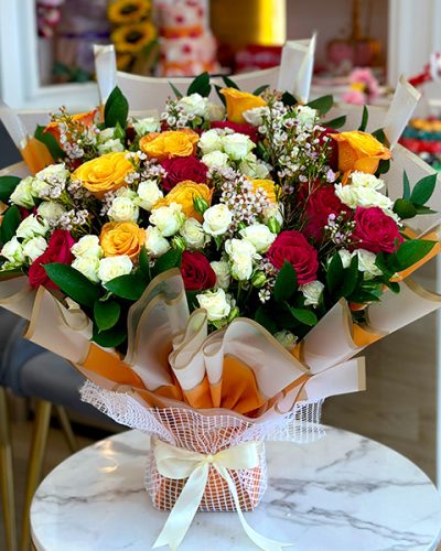 Stand Flower Bouquet Orange Wrapping
